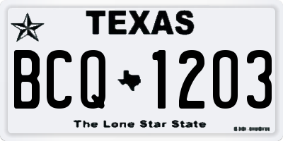 TX license plate BCQ1203