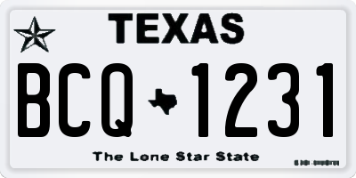 TX license plate BCQ1231