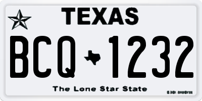 TX license plate BCQ1232