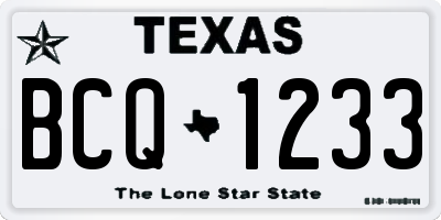 TX license plate BCQ1233