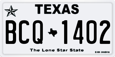 TX license plate BCQ1402