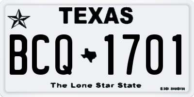 TX license plate BCQ1701