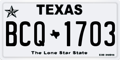 TX license plate BCQ1703