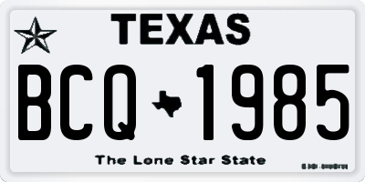 TX license plate BCQ1985