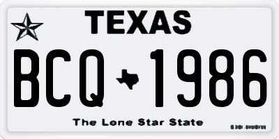 TX license plate BCQ1986