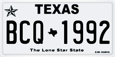 TX license plate BCQ1992