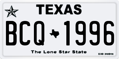 TX license plate BCQ1996