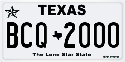 TX license plate BCQ2000