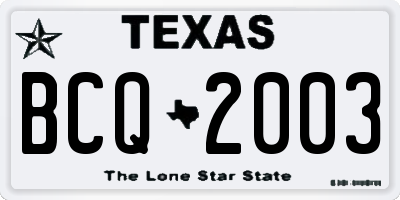 TX license plate BCQ2003