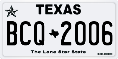 TX license plate BCQ2006