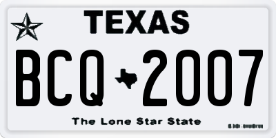 TX license plate BCQ2007