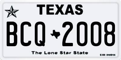 TX license plate BCQ2008