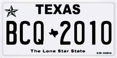 TX license plate BCQ2010
