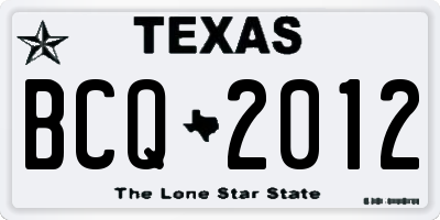 TX license plate BCQ2012