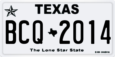 TX license plate BCQ2014