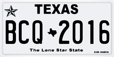 TX license plate BCQ2016