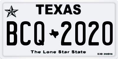 TX license plate BCQ2020
