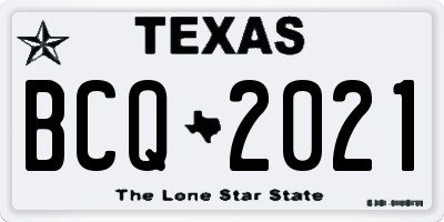 TX license plate BCQ2021