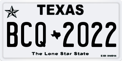 TX license plate BCQ2022