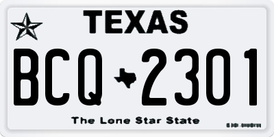 TX license plate BCQ2301