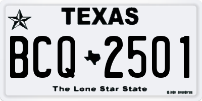 TX license plate BCQ2501