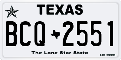 TX license plate BCQ2551