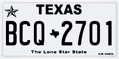 TX license plate BCQ2701
