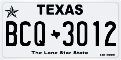 TX license plate BCQ3012