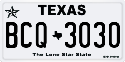 TX license plate BCQ3030