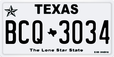 TX license plate BCQ3034