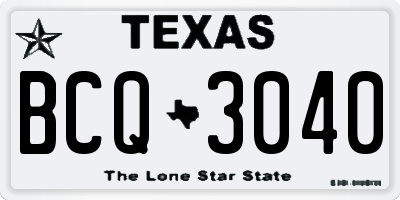 TX license plate BCQ3040