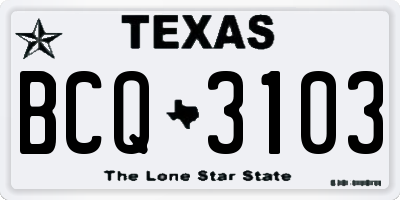 TX license plate BCQ3103