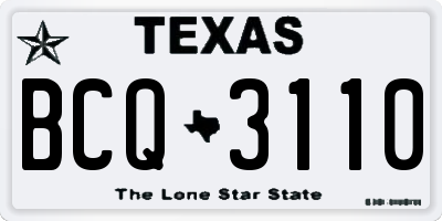 TX license plate BCQ3110