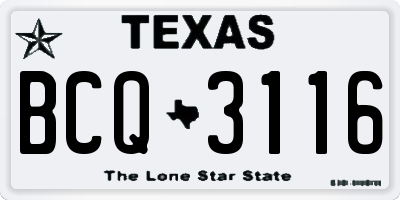 TX license plate BCQ3116