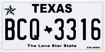 TX license plate BCQ3316