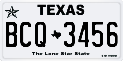 TX license plate BCQ3456