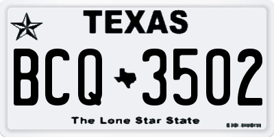 TX license plate BCQ3502