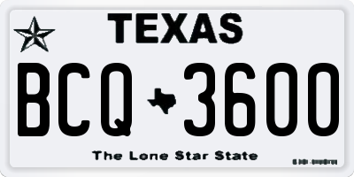TX license plate BCQ3600