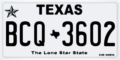 TX license plate BCQ3602
