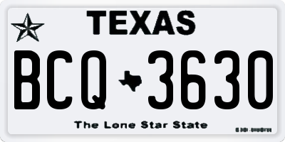 TX license plate BCQ3630