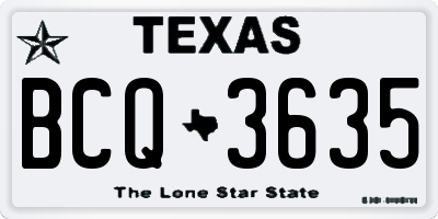 TX license plate BCQ3635