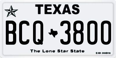 TX license plate BCQ3800
