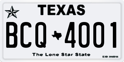 TX license plate BCQ4001