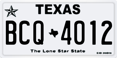 TX license plate BCQ4012