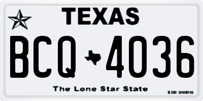 TX license plate BCQ4036