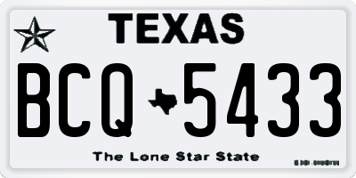 TX license plate BCQ5433