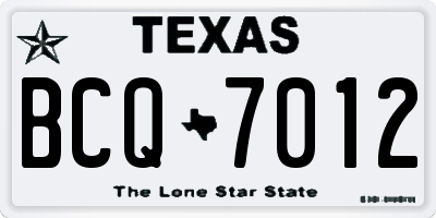 TX license plate BCQ7012