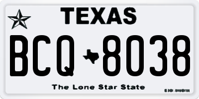 TX license plate BCQ8038