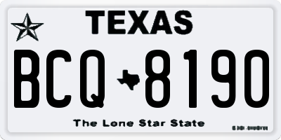 TX license plate BCQ8190