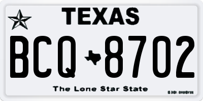 TX license plate BCQ8702